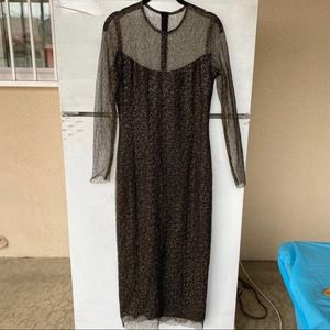 By Egreis Black and Gold Bodycon Mesh Dress